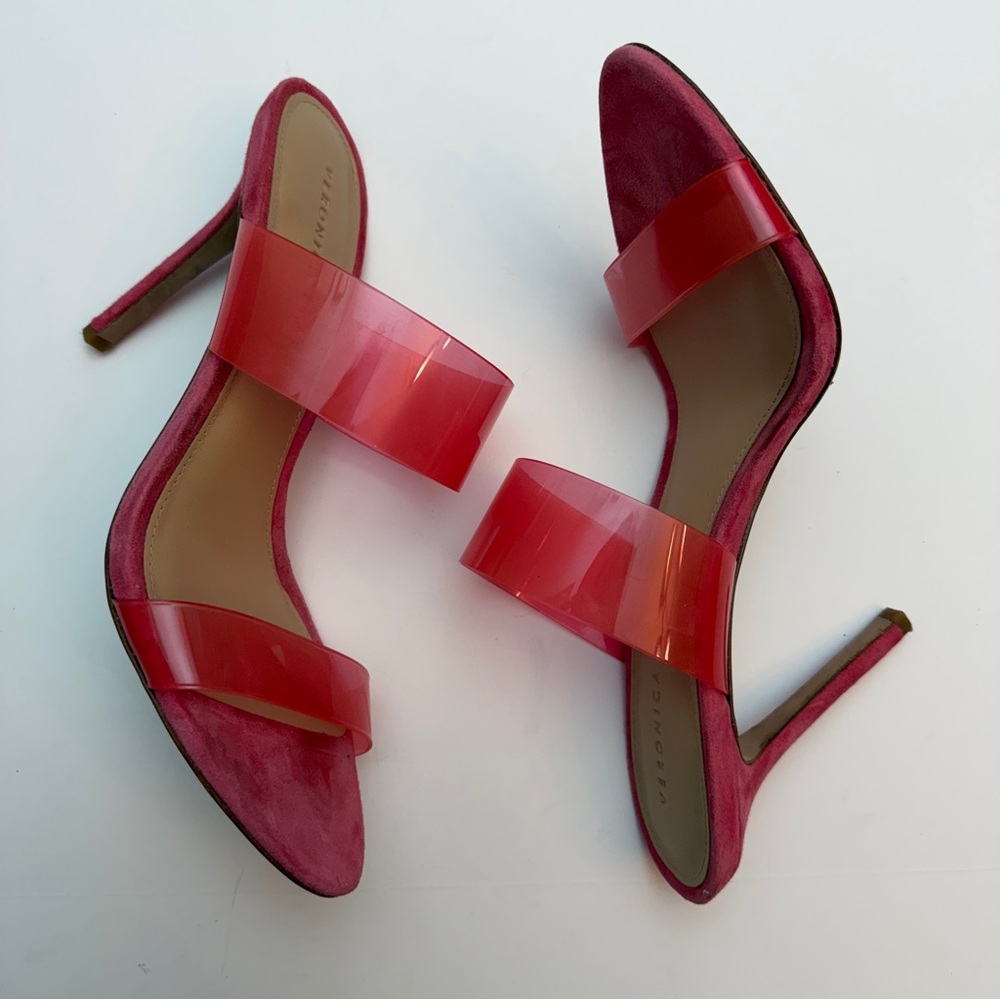 Veronica Beard Asha Pink Translucent Strapped Sandal Heels,Size 8.5 (fit like 8) - Picture 4 of 8